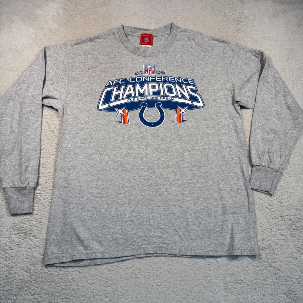 Vintage Y2K NFL Long Sleeve Shirt Mens L Gray Colts 2006 AFC Champions Tee